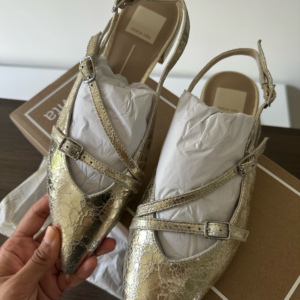 Dolce Vita Gold Flats with Sparkly Finish